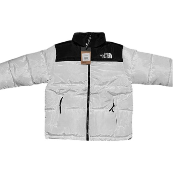 NEW! $288 North Face Nuptse Short Jacket! XXL Down Fill White Dune/TNF Black - Picture 4 of 4